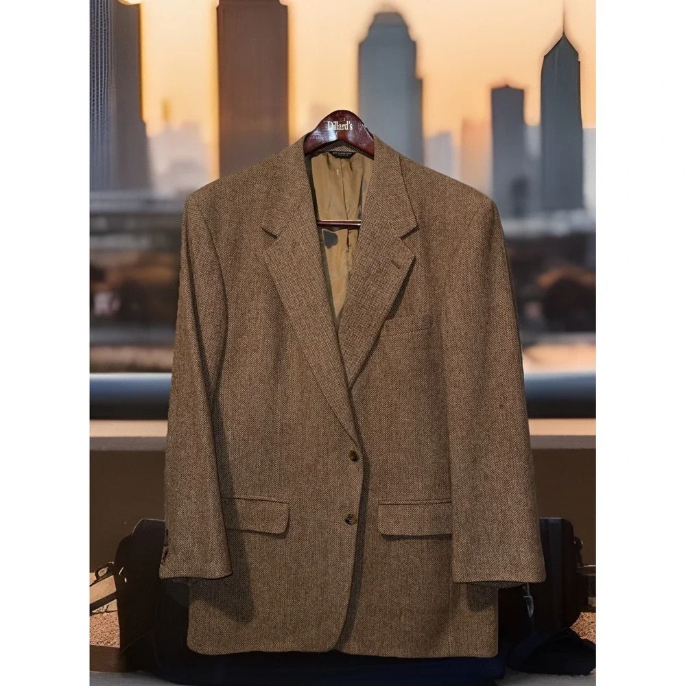 Perlis 100% Camel Hair Blazer‎ Men 44L Tall Beige Business Wedding Resort